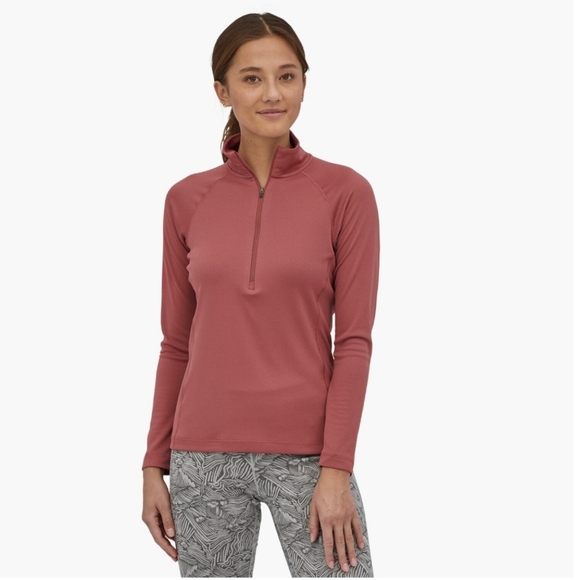 Patagonia Capilene Midweight Zip - Neck Top In Rosehip Size Medium - Picture 1 of 9